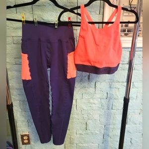 Fabletics Sculpknit Blue and Orange Set